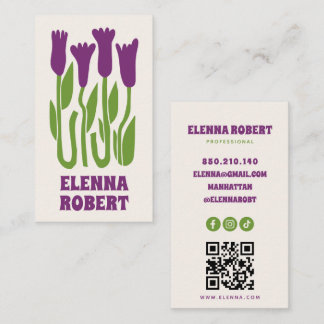 groovy boho bloemen script visitekaartje