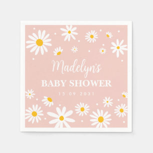 Groovy Boho Blush Daisy Bloemen Meisje Baby shower Servet