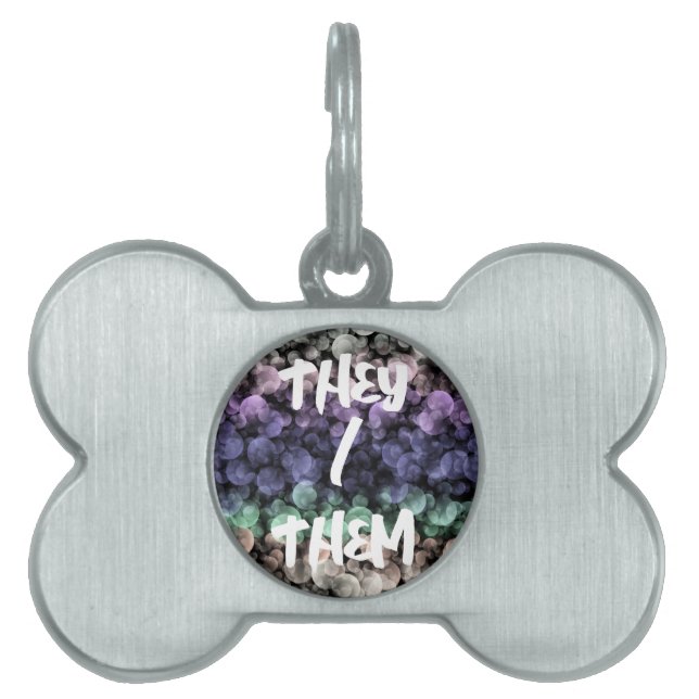 Groovy Boho Bubbles Eclectische Uingender Pridevla Huisdieren Naamplaatje (voorkant)