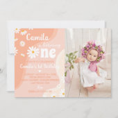 Groovy Boho Daisy 1e Verjaardag uitnodiging (Voorkant)