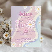 Groovy Boho Daisy 2e verjaardag uitnodiging