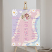Groovy Boho Daisy Eerste Verjaardag Mijlpaal teken Poster