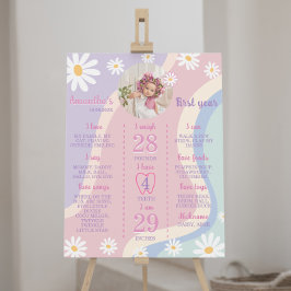 Groovy Boho Daisy Eerste Verjaardag Mijlpaal teken Poster