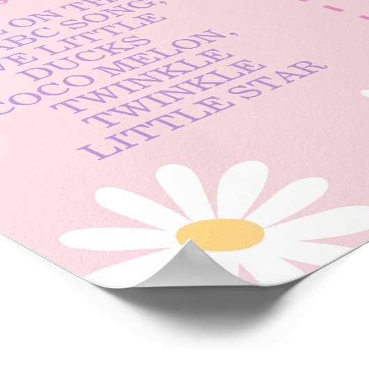 Groovy Boho Daisy Eerste Verjaardag Mijlpaal teken Poster (Hoek)