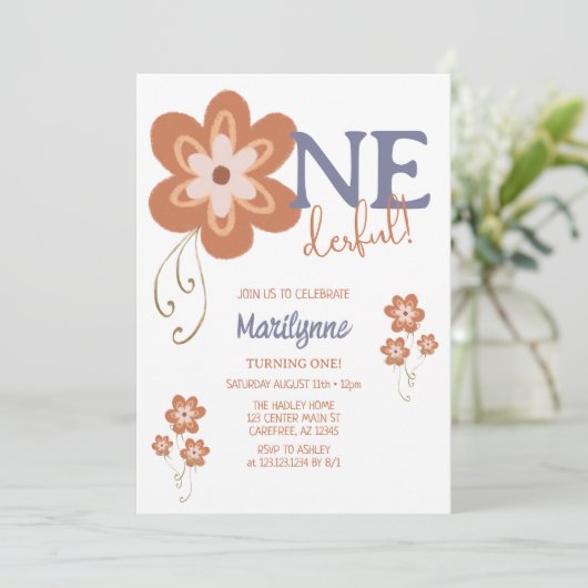 Groovy Boho Daisy Onederful First Birthday Kaart (Staand voorkant)