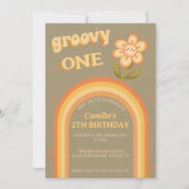 Groovy boho daisy regenboog verjaardag kaart (Voorkant)