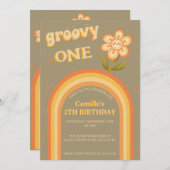 Groovy boho daisy regenboog verjaardag kaart (Voorkant / Achterkant)