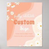 Groovy Boho Daisy Verjaardagsfeest Tafelbord Poster (Voorkant)