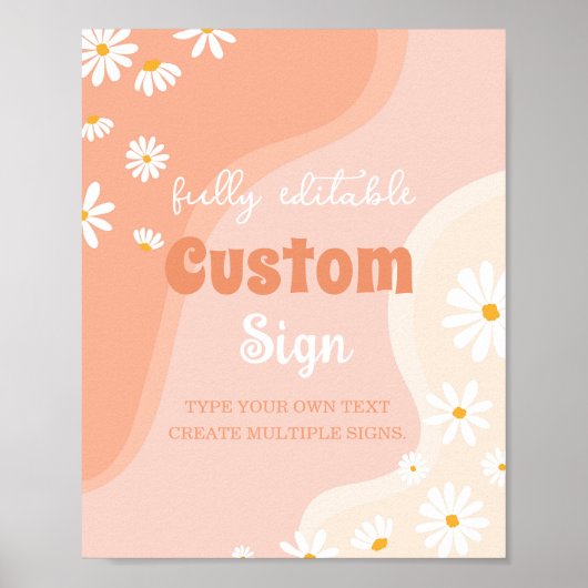 Groovy Boho Daisy Verjaardagsfeest Tafelbord Poster (Voorkant)
