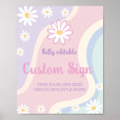 Groovy Boho Daisy Verjaardagsfeest Tafelbord Poster (Voorkant)