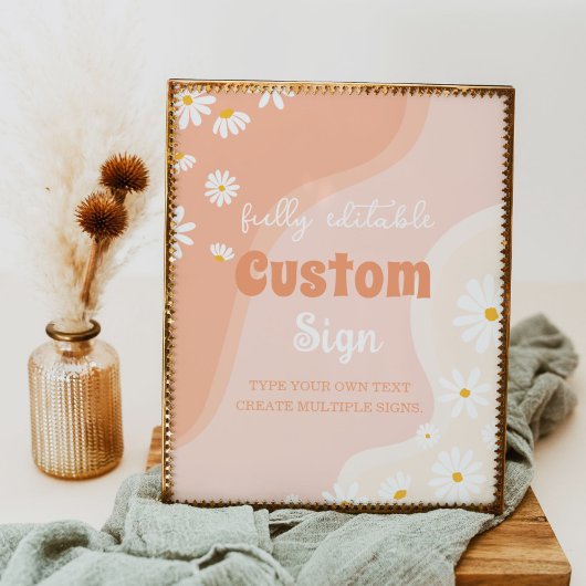 Groovy Boho Daisy Verjaardagsfeest Tafelbord Poster