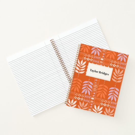 Groovy Boho esthetische bladeren patroon Notitieboek (Binnen)