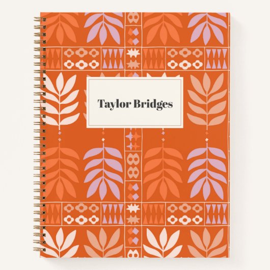 Groovy Boho esthetische bladeren patroon Notitieboek (Voorkant)