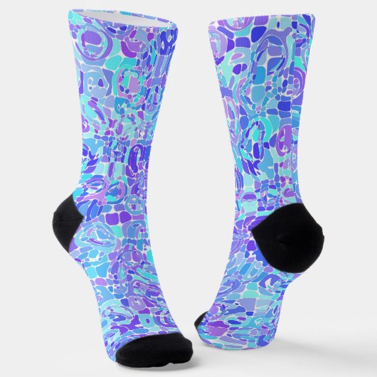Groovy Boho Funky Quirky Abstract Blob Mozaïek Sokken (Gebogen)