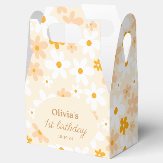 Groovy Boho Gele madeliefje Verjaardagsfeestje Bedankdoosjes (Geopend)