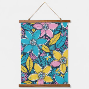 Groovy Boho Grote Bloemen Kleurrijk Hangend Wandkleed