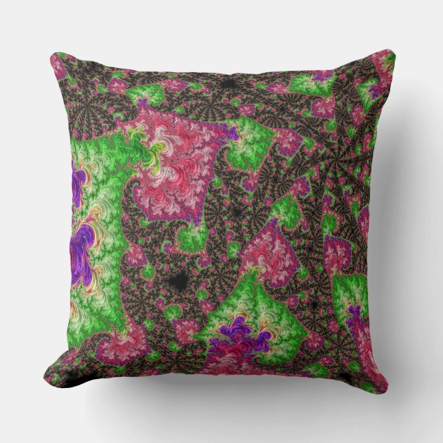 Groovy Boho Hippie Funky Spiraal Fractale Kunst Kussen (Voorkant)