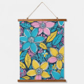Groovy Boho Large Flowers Colorful Hangend Wandkleed (Voorkant)