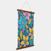 Groovy Boho Large Flowers Colorful Hangend Wandkleed (Gebogen)