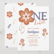 Groovy Boho Madeliefje Prachtige Eerste Verjaardag