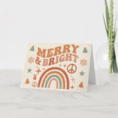 Groovy Boho Merry & Bright Christmas Feestdagen Kaart (Voorkant)