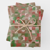 Groovy Boho Mod Retro Geometric Kerstmis Inpakpapier Vel (In situ)