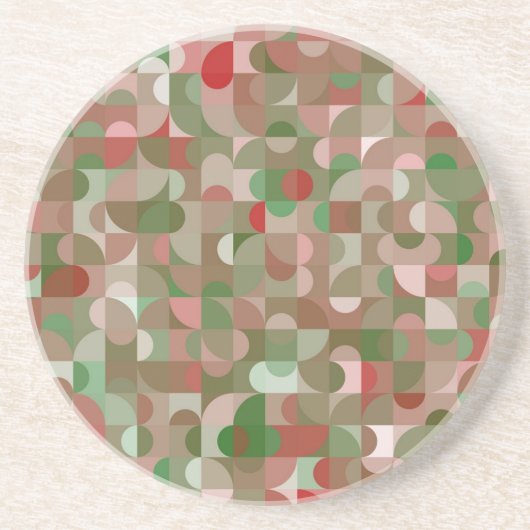 Groovy Boho Mod Retro Geometric Kerstmis Zandsteen Onderzetter (Voorkant)