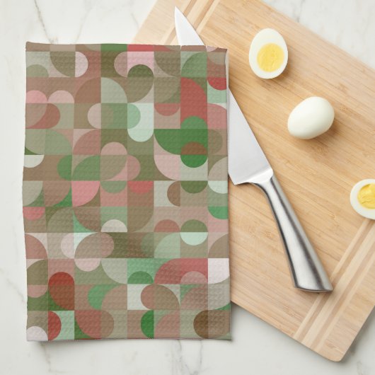 Groovy Boho Mod Retro Geometrische Kerst Theedoek (Quarter Fold)
