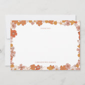 Groovy Boho Orange Floral Baby Shower Custom Bedankkaart (Voorkant)