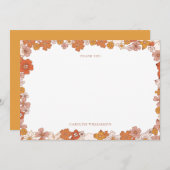 Groovy Boho Orange Floral Baby Shower Custom Bedankkaart (Voorkant / Achterkant)