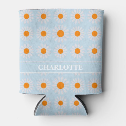 Groovy Boho Oranje Blauw Blikjeskoeler (Voorkant)