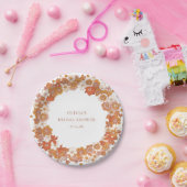 Groovy Boho Oranje Bloem Bruidsfeest Maatwerk  Papieren Bordje (Feest)