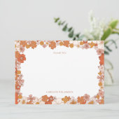 Groovy Boho Oranje Bloem Bruiloft Aangepast Bedankkaart (Staand voorkant)