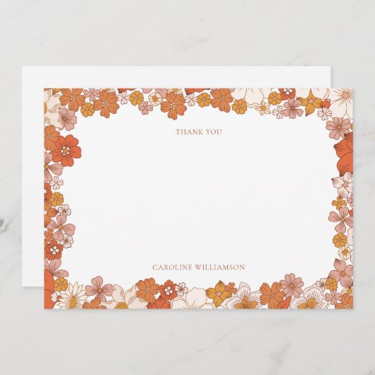 Groovy Boho Oranje Bloem Bruiloft Bridal Shower Aa Bedankkaart (Voorkant / Achterkant)