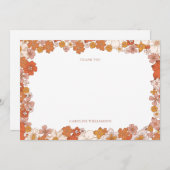 Groovy Boho Oranje Bloem Bruiloft Bruidsfeest Maat Bedankkaart (Voorkant / Achterkant)