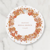 Groovy Boho Oranje Bloem Bruiloft Shower Aangepast Bedankjes Labels (Achterkant)