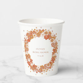 Groovy Boho Oranje Bloem Bruilofts Bruidsshower Aa Papieren Bekers