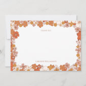 Groovy Boho Oranje Bloemstuk Bruidsdouche Aangepas Bedankkaart (Voorkant)