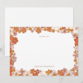Groovy Boho Oranje Bloemstuk Bruidsdouche Aangepas Bedankkaart (Voorkant / Achterkant)