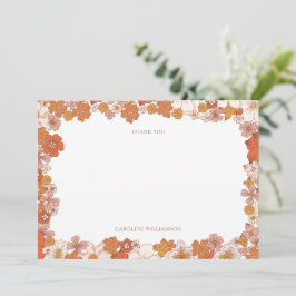 Groovy Boho Oranje Bloemstuk Bruidsdouche Aangepas Bedankkaart