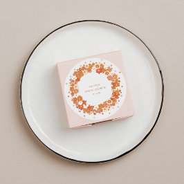 Groovy Boho Oranje Bloemstuk Bruidsdouche Aangepas Ronde Sticker
