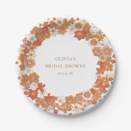 Groovy Boho Oranje Bloemstuk Bruiloft Aangepast  Papieren Bordje