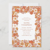 Groovy Boho Oranje Floral Lijst Graduation Party Kaart (Voorkant)