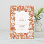 Groovy Boho Oranje Floral Lijst Graduation Party Kaart (Staand voorkant)