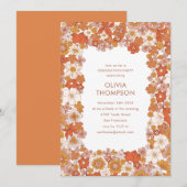 Groovy Boho Oranje Floral Lijst Graduation Party Kaart (Voorkant / Achterkant)