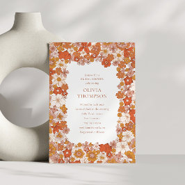 Groovy Boho Oranje Floral Lijst Vrijgezellenfeest Kaart