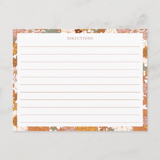 Groovy Boho Oranje Wilde Bloem Douche Recept Kaart (Achterkant)