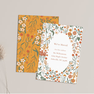 Groovy Boho Oranje Wilde Bloem Verhuisd Nieuw Adre Aankondiging
