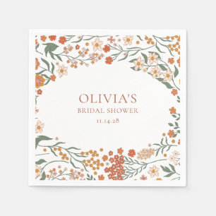 Groovy Boho Oranje Wildflower Whimsy Vrijgezellenf Servet