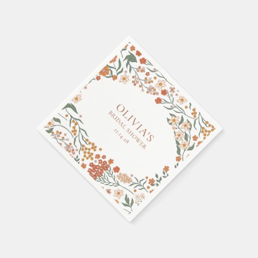 Groovy Boho Oranje Wildflower Whimsy Vrijgezellenf Servet (Hoek)